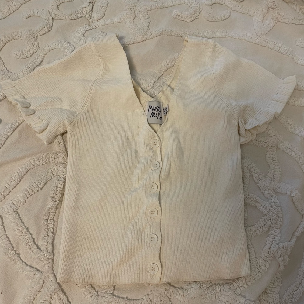 White crop button shirt princess polly